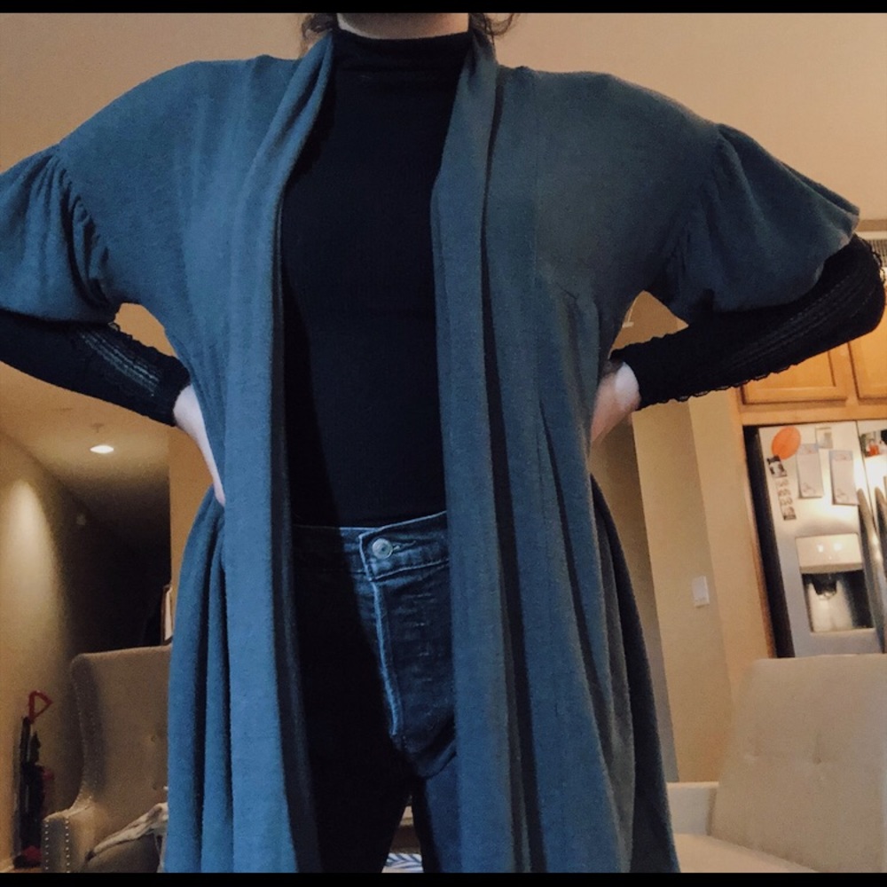 Puff Short Sleeve Hooded Cardigan